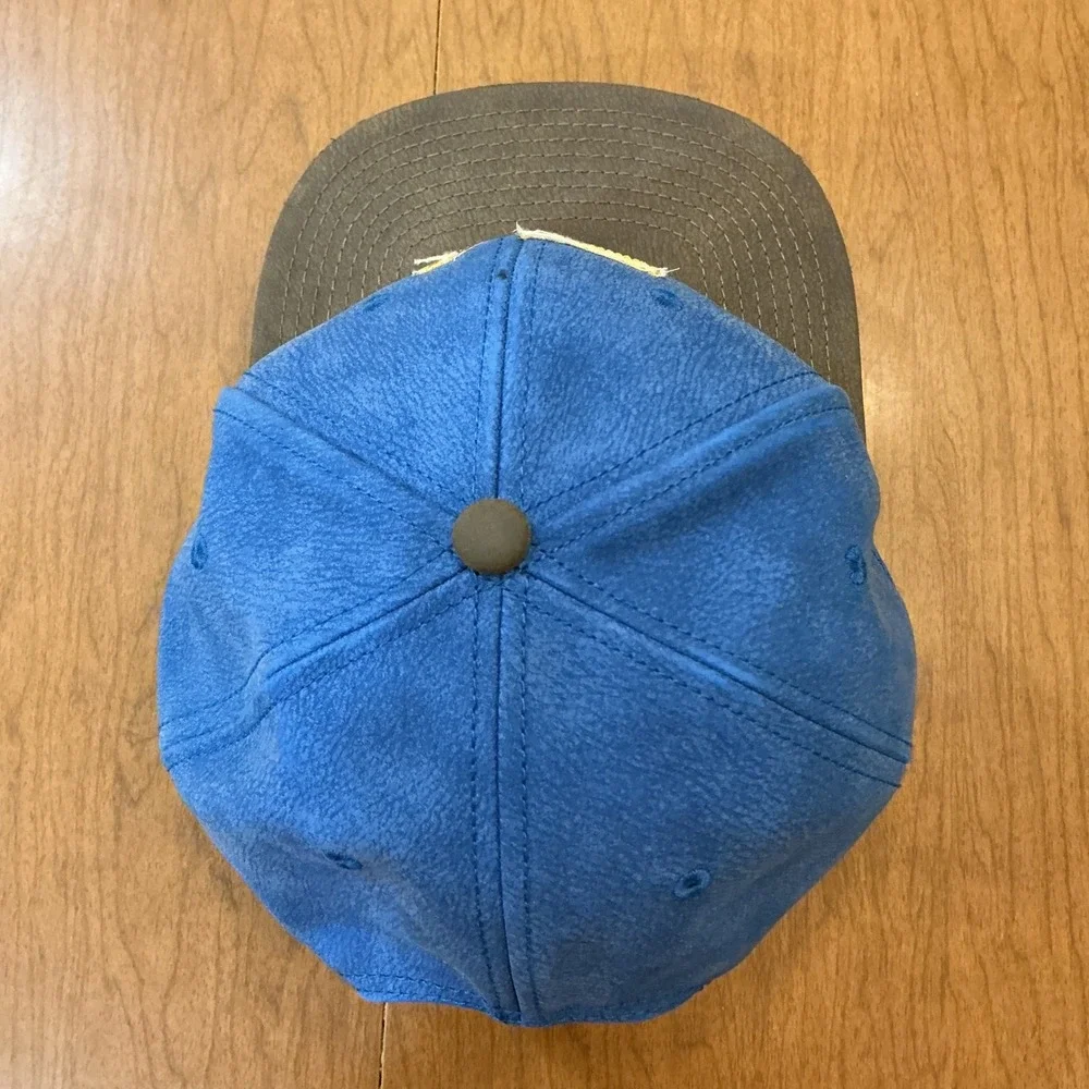 Fallout 76 Snapback Hat Unisex OSFM Blue Brown Faux Leather Gaming Vault-Tec